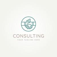 minimalist business consulting logo template vector illustration design. simple deals handshake accounting financial symbol logo concept