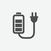 Battery charger vector symbol. Linear style sign for mobile concept and web design.