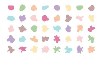Random abstract blotch shape collection. Modern graphic blobs elements flat style design in pastel tones vector