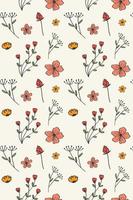 Abstract floral seamless pattern drawn. Modern style seamless floral pattern, light simple spring background. Vector illustration