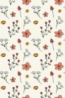 Abstract floral seamless pattern drawn. Modern style seamless floral pattern, light simple spring background. Vector illustration