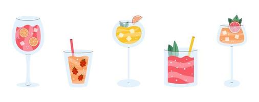 Set of colorful refreshing cocktails vector