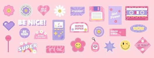 Collection of Cool Cute Stickers vector