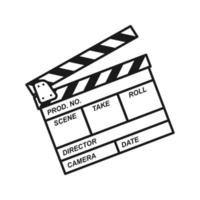 Clapperboard icon vector. Board clap for video clip scene start. isolated on blank background vector