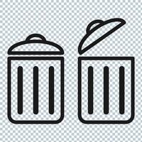 Bin icon vector. Garbage symbol, flat bin sign from industry collection color editable. vector