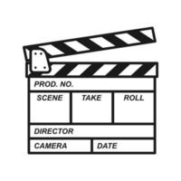 Clapperboard icon vector. Board clap for video clip scene start. isolated on blank background