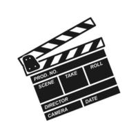 Movie clapperboard icon. Film set clapper for cinema production. Board clap for video clip scene start. Lights, camera, action on white background vector