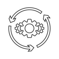 Process icon vector in flat style. Process sign. symbol of gear and arrows color editable.