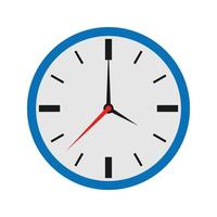 Analog clock flat vector icon. Symbol of time, chronometer with hour, minute and second arrow.