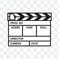 Clapperboard icon vector. Board clap for video clip scene start. isolated on blank background vector