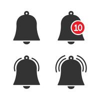 icono de campana de mensaje. íconos de timbre para sus aplicaciones, timbre de alerta o notificación, campanas de recordatorios de mensajes de canal vector