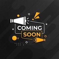 Coming soon with megaphone design. Vector illustration on abstract background