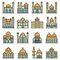 Mosque icons vector flat