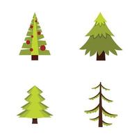 Fir tree icon set, flat style vector