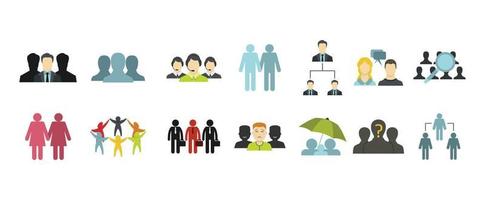 People group icon set, flat style vector