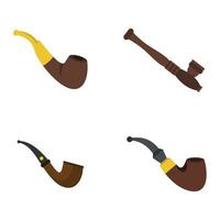 Smoking pipe icon set, flat style vector