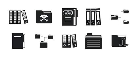 Folder icon set, simple style vector