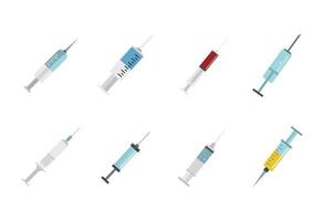 Syringe icon set, flat style vector