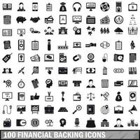 100 financial backing icons set, simple style vector