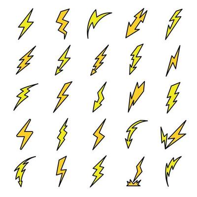 Lightning bolt icons vector flat