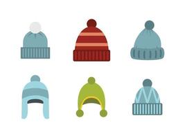 Beanie icon set, flat style vector