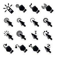 Hand click icons set, simple style vector