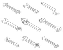 conjunto de iconos de llave inglesa contorno vectorial vector