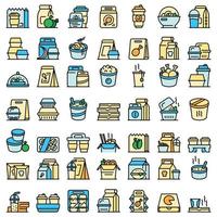 icono de comida para llevar, estilo de esquema vector