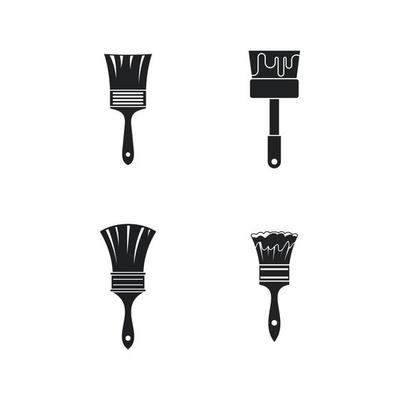 Brush icon set, simple style