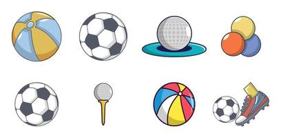 Balls icon set, cartoon style vector