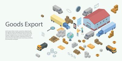 Goods export concept banner, isometric style vector