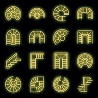 Spiral staircase icons set vector neon