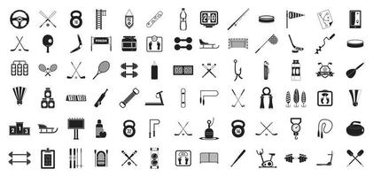 Sport equipment icon set, simple style vector