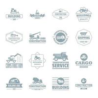 Conjunto de iconos de logotipo de vehículos de construcción, estilo simple vector