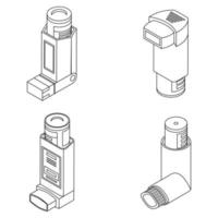 esquema de vector de conjunto de iconos de inhalador