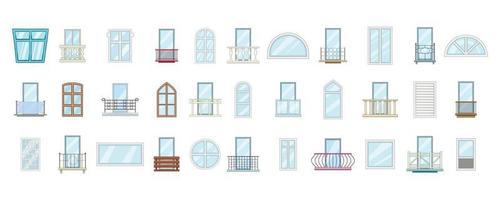 conjunto de iconos de ventana, estilo de dibujos animados
