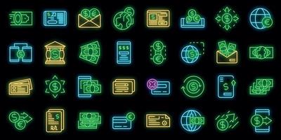 Transfer money icons set vector neon