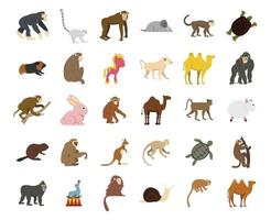 conjunto de iconos de animales, estilo plano vector