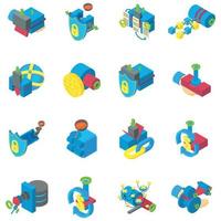 Cyber mining icons set, isometric style vector
