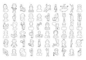 People icon set, outline style vector