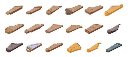 Kantele icons set isometric vector. Acoustic music vector