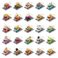 Fast delivery icons set, isometric style vector