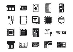 Chip icon set, simple style vector