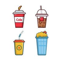 Plastic cup icon set, cartoon style vector