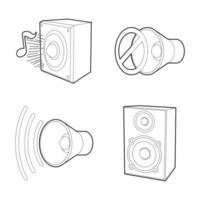 Speaker icon set, outline style vector