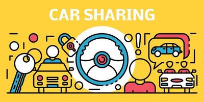 Car sharing banner, outline style vector