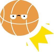 flat color retro cartoon basketball vector