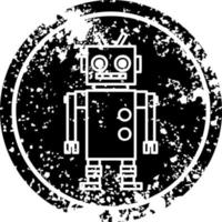 dancing robot distressed icon vector