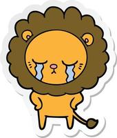 sticker of a crying cartoon lion vector