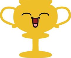 flat color retro cartoon trophy vector